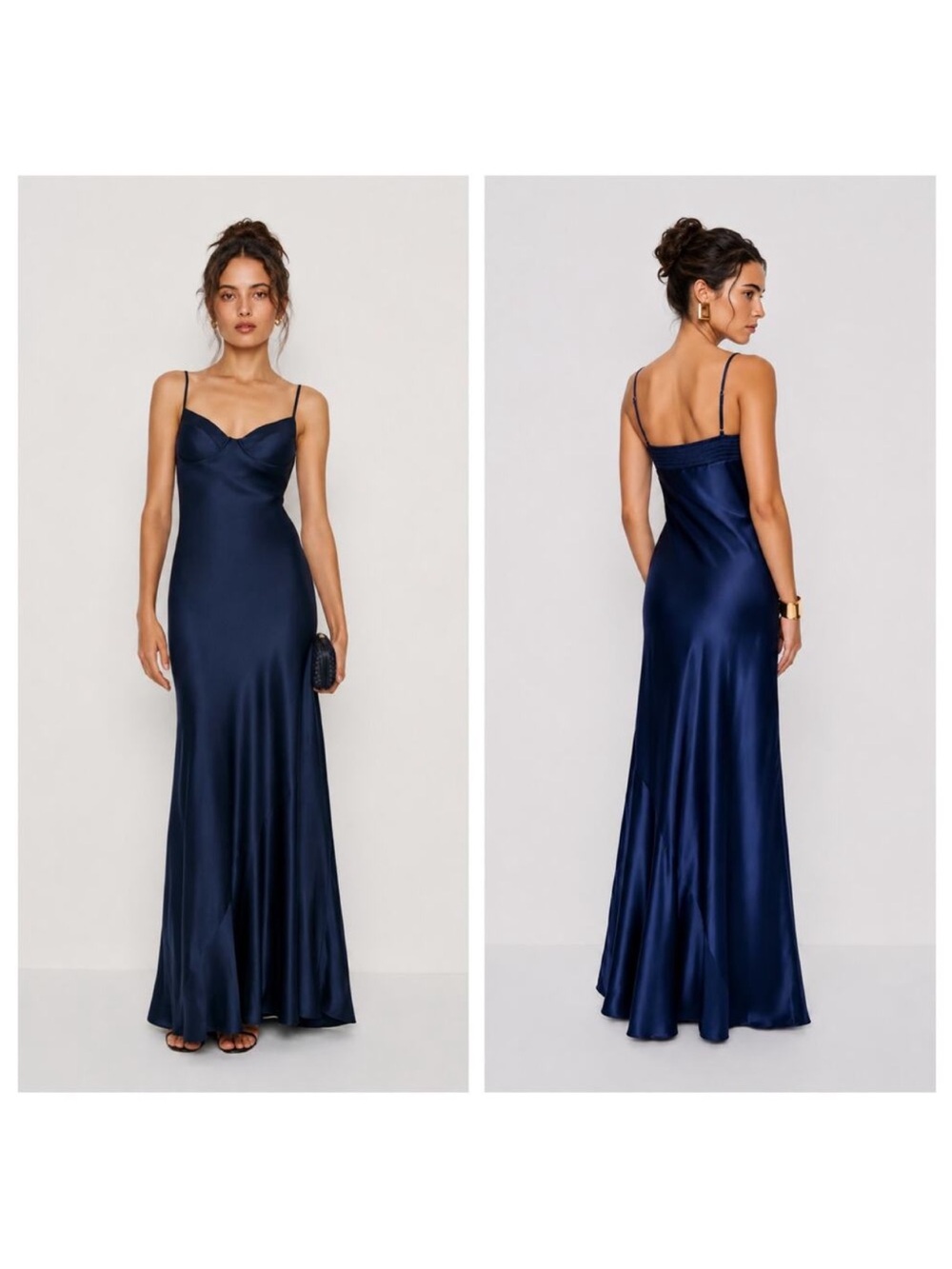 Reformation Neva Silk Dress Navy Size 8